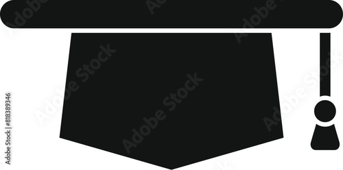 Minimalist black graduation cap icon silhouette. Symbol of academic achievement and success in education. Isolated on white background vector illustration for university. College