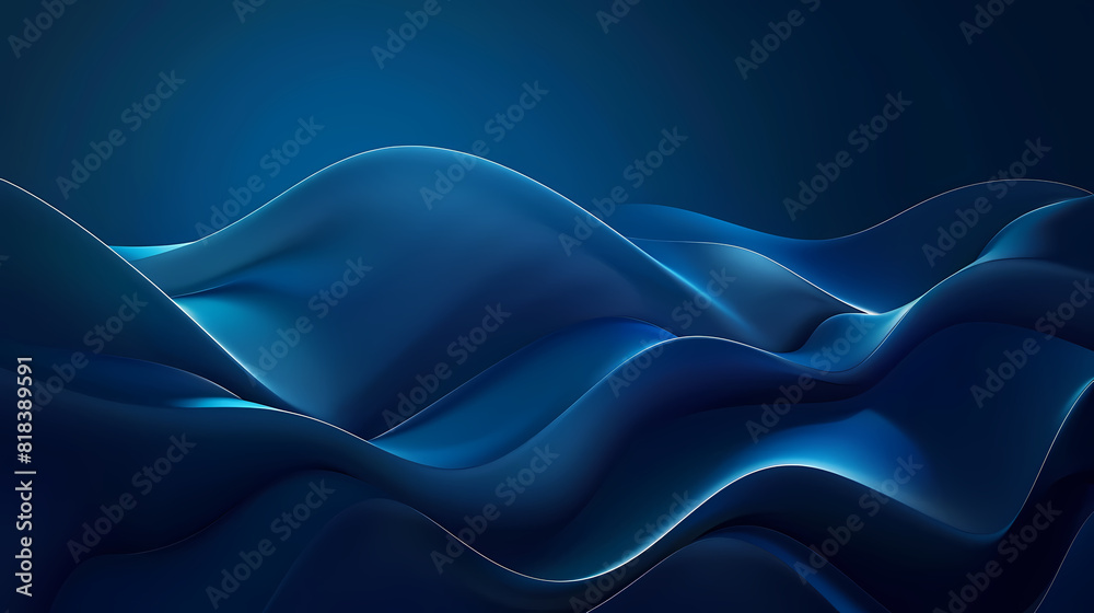 Obraz premium Blue Background with Soft Curves and Simple Lines - Minimalistic Design