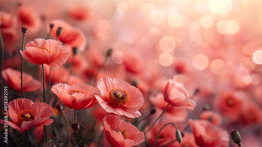 Beautiful Poppies Blurred Background Banner Beautiful Poppies Blurred Background Banner