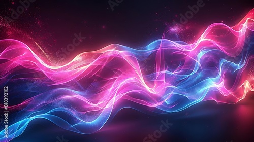 Abstract glowing neon light waves.