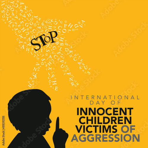 vector illustration. international day of innocent children victims of agression in june. vector, illustration