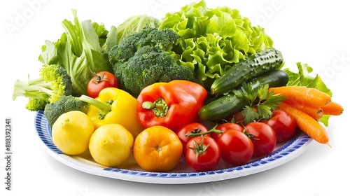  Fresh and Vibrant  A Colorful Array of Vegetables Presented on a Stylish Plate - Ideal for Healthy Eating Concepts        