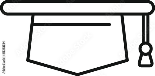 Black and white line art illustration of a graduation cap with tassel