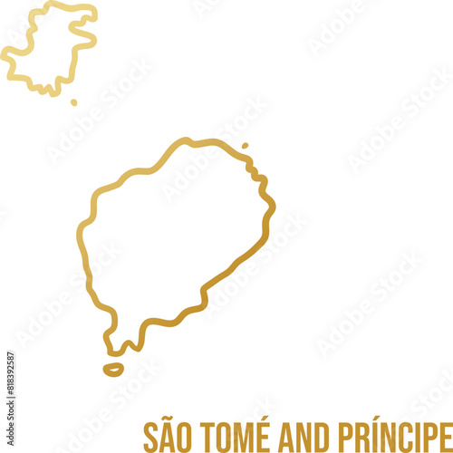 São Tomé and Príncipe map. Golden gradient line