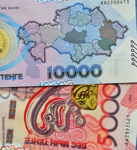 some current banknotes from the asian country of Kazakhstan