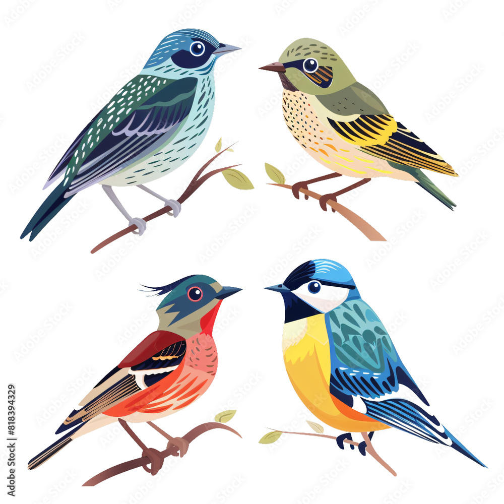 Fototapeta premium Birds collage images. Isolated On Transparent Background