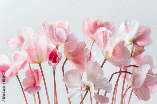 A bouquet of delicate cyclamen flowers