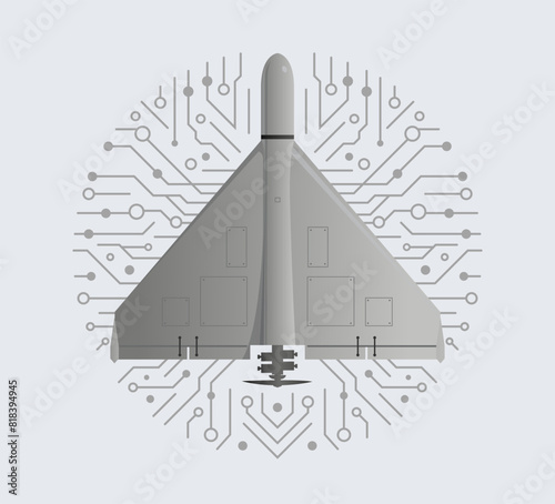 Drone War Suicide Loitering Munition, vector illustration.
