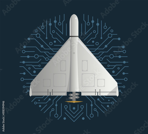 Drone War Suicide Loitering Munition, vector illustration.