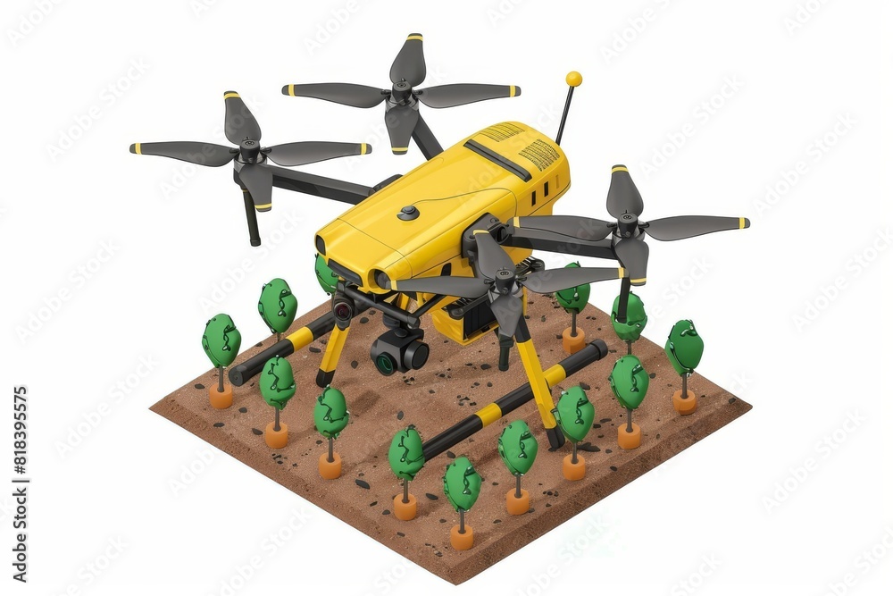 In dry farming conditions, smart drones apply isometric planning to enhance landscape management with precise watering and pesticide spraying techniques In dry farming conditions, smart drones apply isometric planning to enhance landscape management with precise watering and pesticide spraying techniques