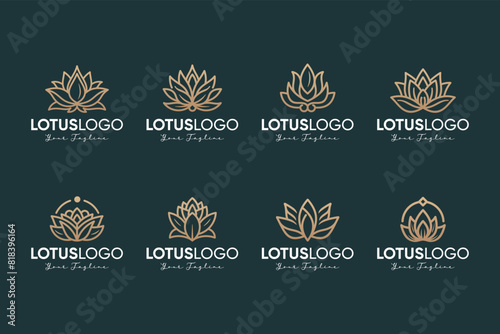 Set of lotus floral flower ornament abstract beauty luxury logo design template © Fahmiy