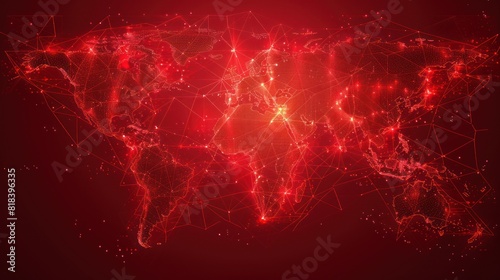 Global Network Connection and Data Sharing Concept with Red-Colored World Map