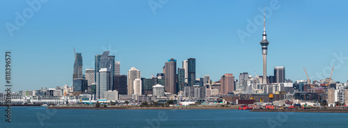 Auckland downtown and harbour view panorama, New Zealand