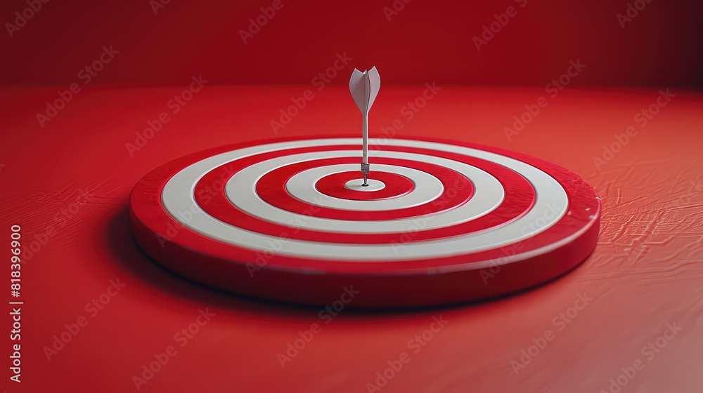 Precision Personified: A Dart Perfectly Centered on a Red and White Target, Symbolizing Goal Achievement and Accuracy Precision Personified: A Dart Perfectly Centered on a Red and White Target, Symbolizing Goal Achievement and Accuracy