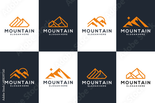 Set of triangle mountain logo design inspiration
