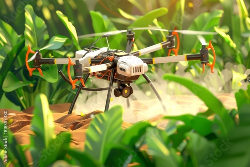 Smart agricultural, facilitated by isometric drone design, optimize watering and pesticide spraying in dry farming environments #818397380