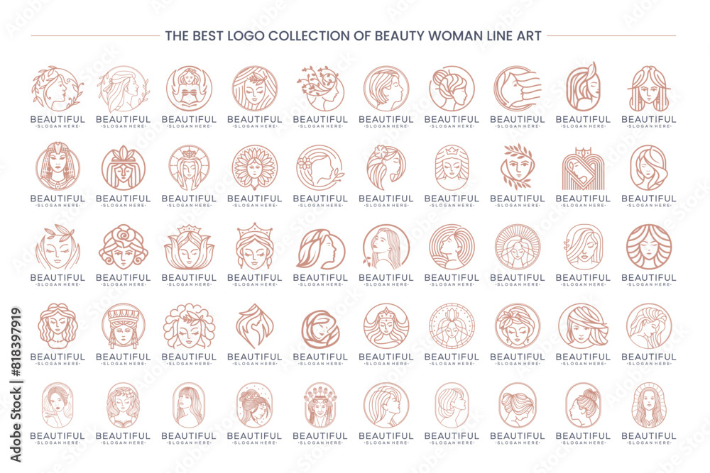 Mega collection of luxury beauty woman logo design for makeup, salon and spa, beauty care