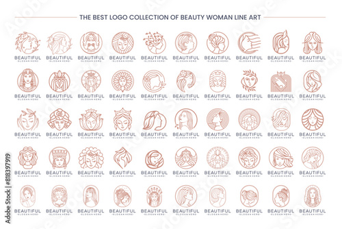 Mega collection of luxury beauty woman logo design for makeup, salon and spa, beauty care