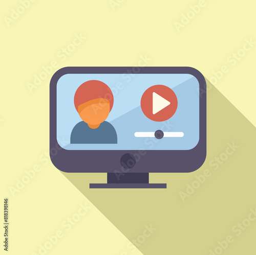 Stylized icon of a video blogger with a play button, ideal for digital content concepts