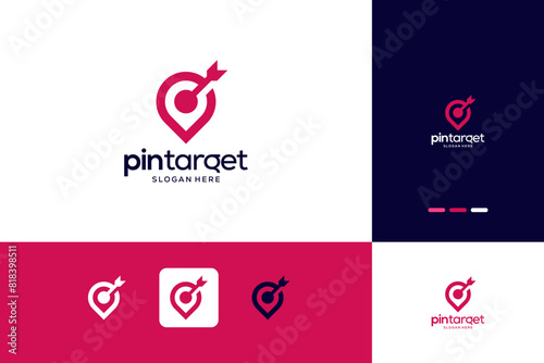 Pin and target logo combination modern design inspiration