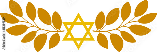 Golden colors floral Judaica isolated clipart element