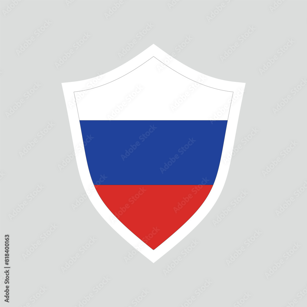 Russia Flag in Shield Shape Frame Russia Flag in Shield Shape Frame
