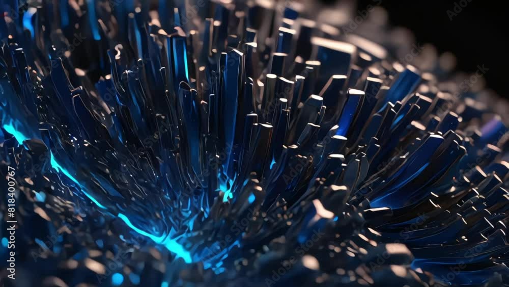 Seamless texture fractal fluid Vj loop resin royal blue visual effect motion