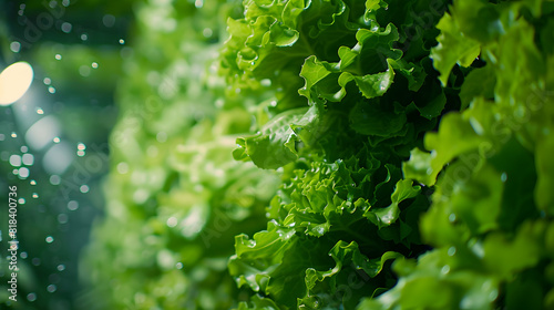 Green lettuce growing in vertical hydroponic tower system. Home vertical hydroponic system grows plants vertically without soil, using nutrient-rich water for cultivation in limited spaces PHOTOGRAPHY