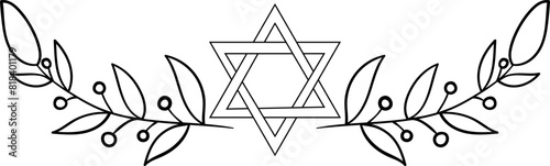 Symmetrical floral vignette with star of David