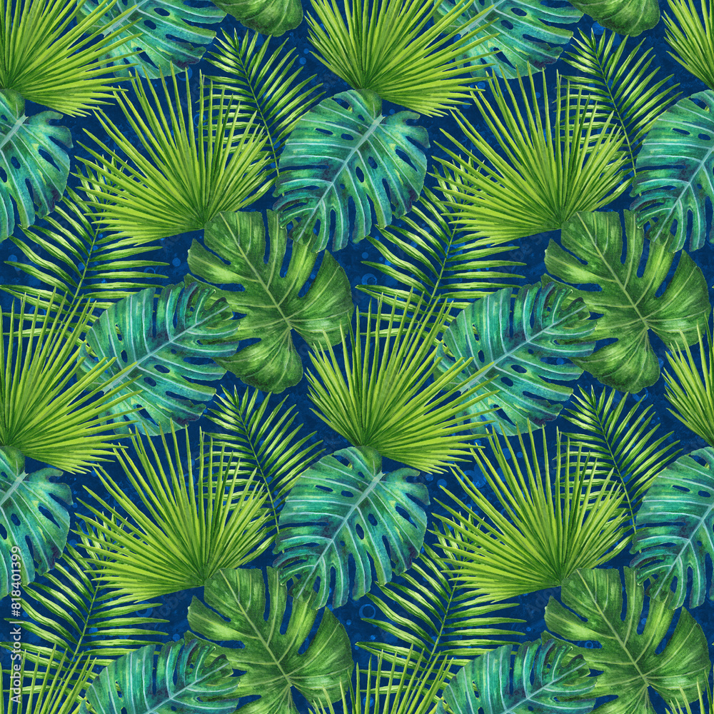 Tropical flowers seamless pattern. Exotic flowers and palm leaves. Plumeria and Hibiscus flowers. Colorful tropical flowers. Summer vacation vibe. Tropical Background. Hawaiian Tropical Plants Tropical flowers seamless pattern. Exotic flowers and palm leaves. Plumeria and Hibiscus flowers. Colorful tropical flowers. Summer vacation vibe. Tropical Background. Hawaiian Tropical Plants