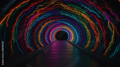 psychedelic neon colorful embroidered throught tunnel motion
