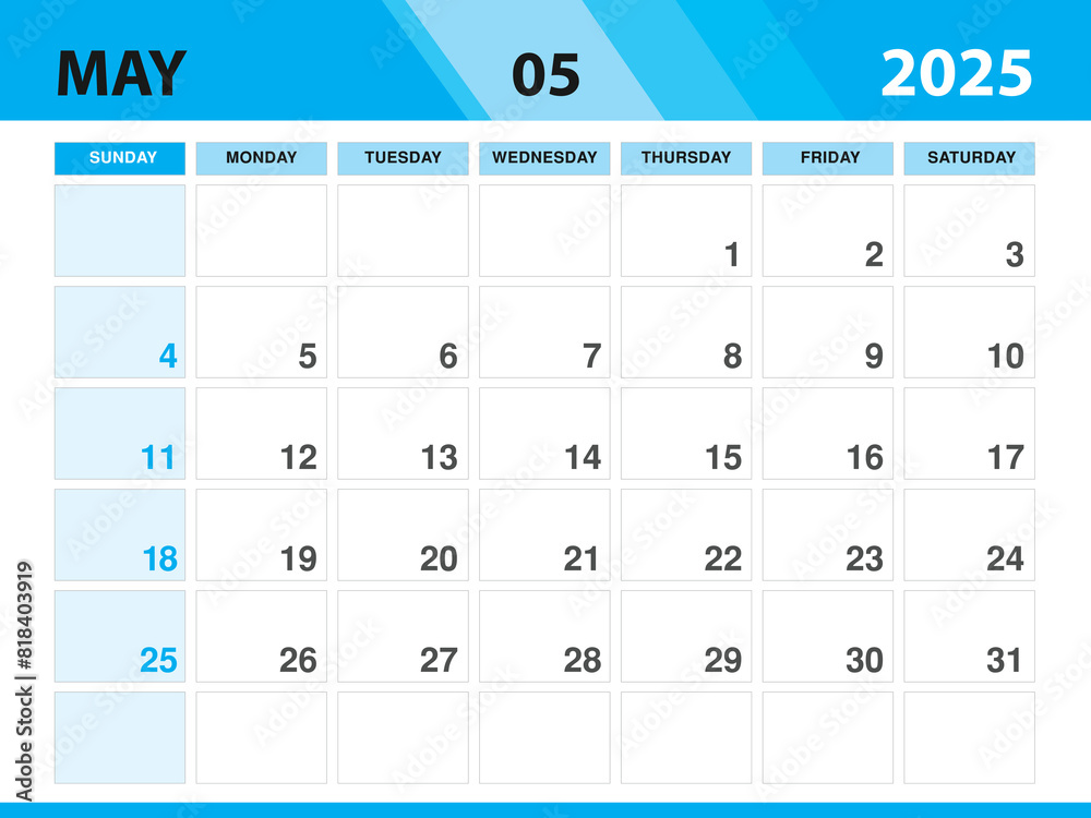 May Calendar 2025 Background