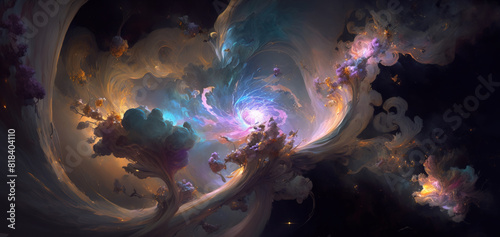Complete madness. painting of the inconceivable and spectacular a scene. surreal mystical fantasy artwork photo