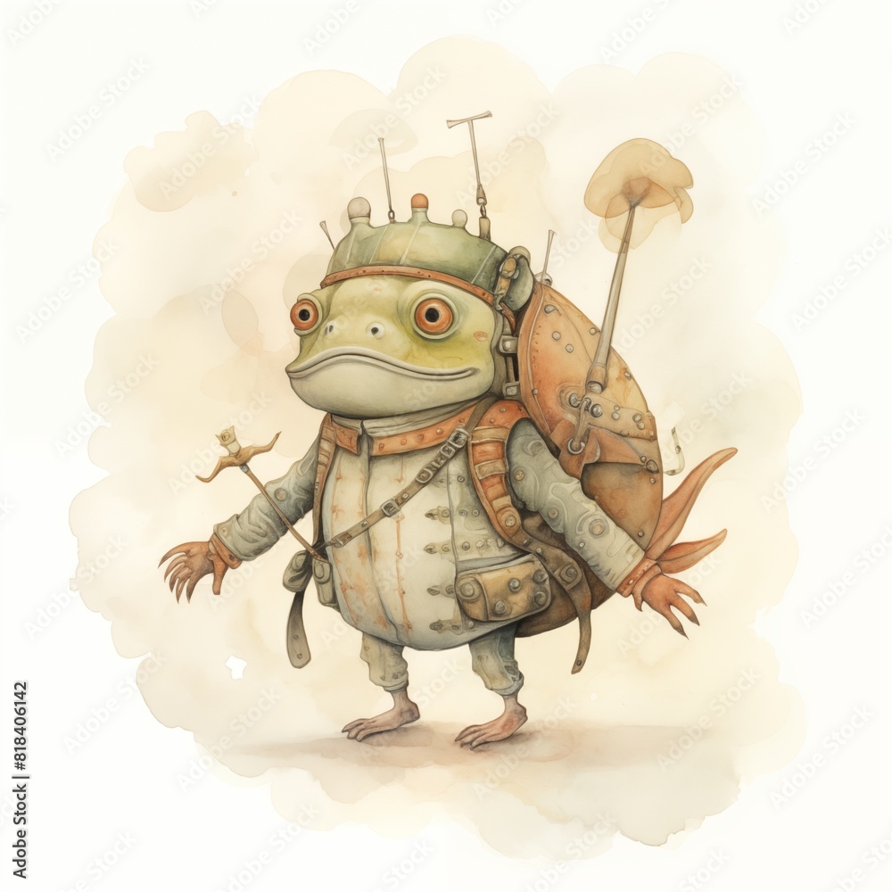 Obraz premium Psychedelic watercolor frog scientist