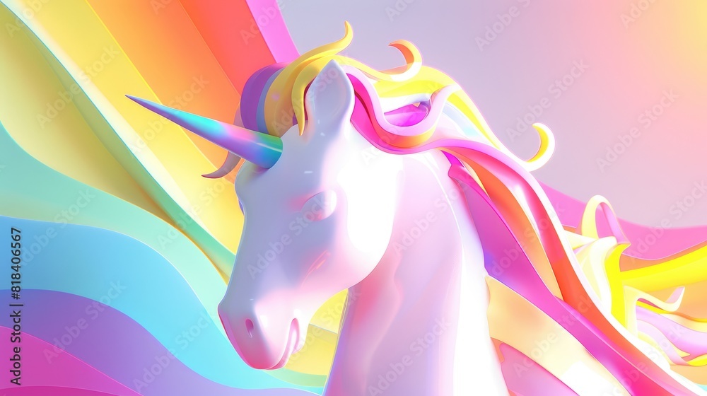 Fototapeta premium Enchanting Pride Unicorn: A Surreal 3D Fusion of Fantasy and Diversity
