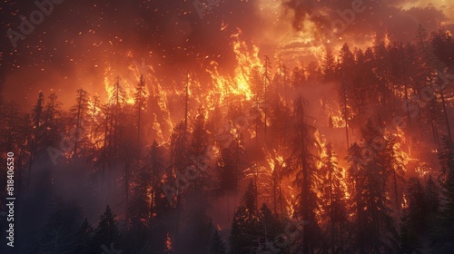 Devastating Effects of Increased Wildfire Frequency  Forest Inferno Engulfing Once-Thriving Woodland