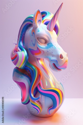 Vibrant 3D Pride Unicorn  An Abstract Cartoon Celebration of Unity and Diversity