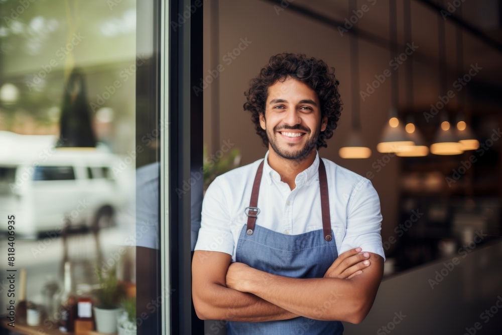 Obraz premium The Face of Modern Retail: An Up-and-Coming Business Owner Outside His Home Appliance Emporium