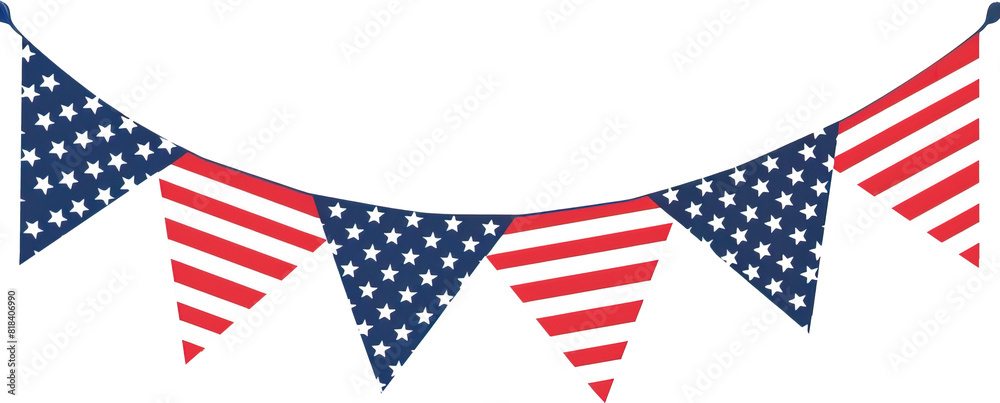 Illustration of American concept bunting over isolated transparent background Illustration of American concept bunting over isolated transparent background