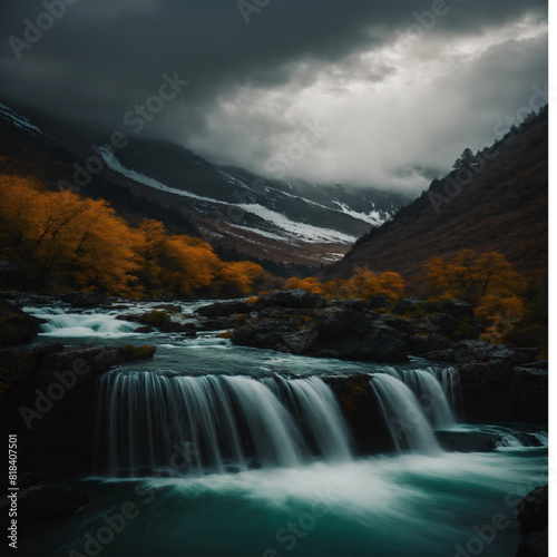 waterfall in autumn