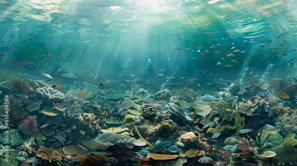 Duality of Underwater Ecosystems: Thriving Marine Life Amid Pollution and Climate Change Impacts