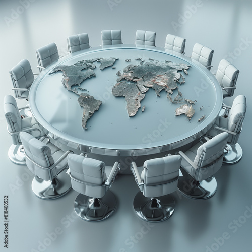 Global Conference Table with World Map photo