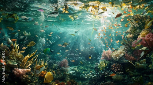 Contrasting Underwater Worlds  Healthy Marine Life vs. Pollution and Warming Effects