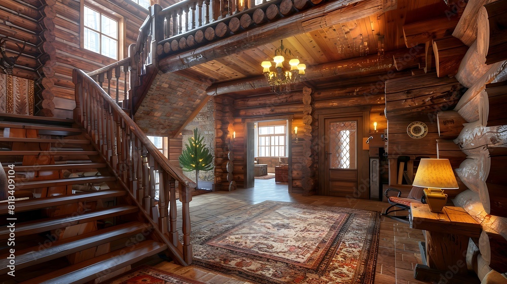 Interior of a wooden house