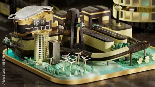 The rhythm of the city. Concept 3d animation toy town.