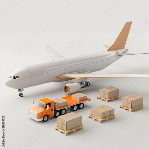 Logistics Concept with Airplane and Truck