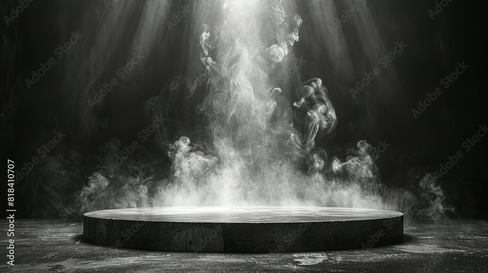 Podium black dark smoke background product platform abstract stage texture fog spotlight. Podium black dark smoke background product platform abstract stage texture fog spotlight.