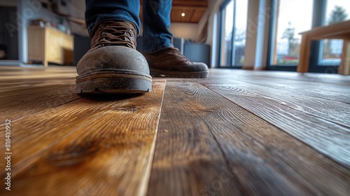 Close-Up of Boots on Wooden Floor photo