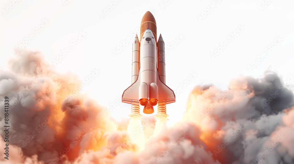 Naklejka premium Rocket Launching Into the Sky