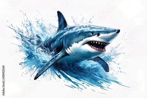 Fierce Shark in Motion with Vibrant Water Effects